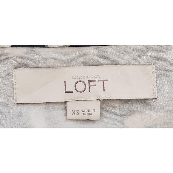 Ann Taylor LOFT Black Tan White Floral Print Elastic Waist Mini Dress XS Pull On - Picture 4 of 4